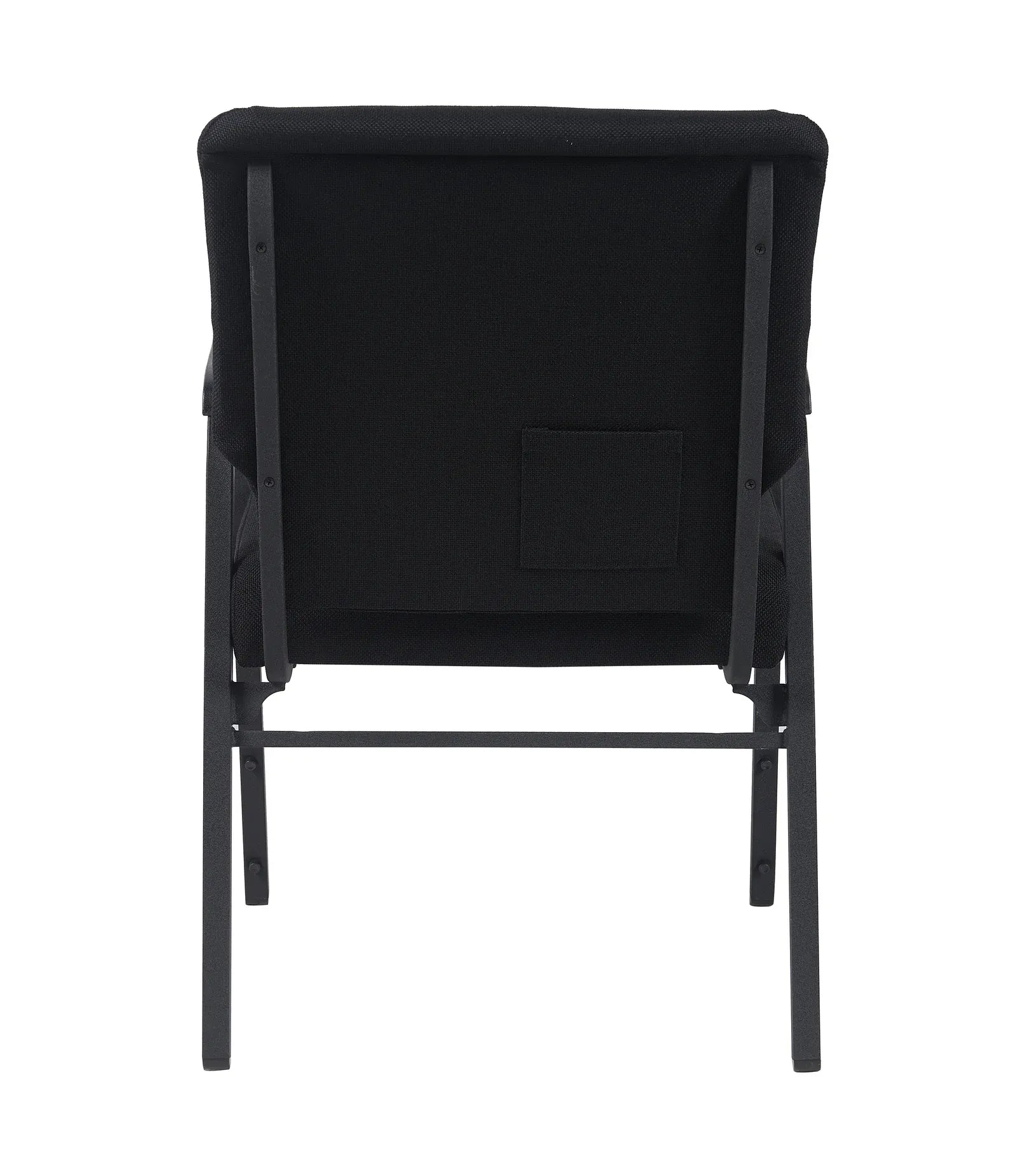 Black Fabric Church Chair with Dual Arms Cut Away Back 20.5" on Black Frame