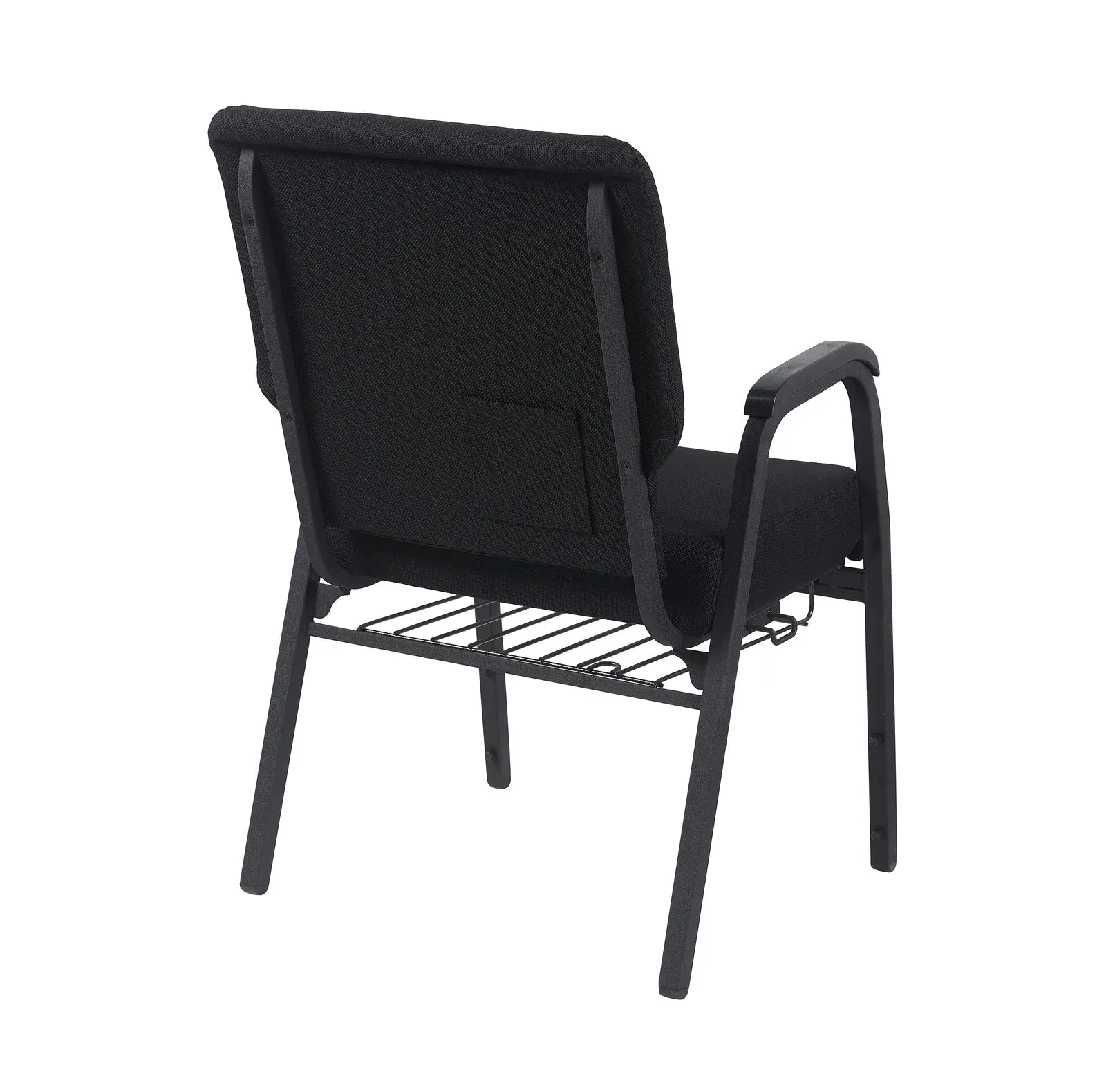 Black Fabric Church Chair with Dual Arms Cut Away Back 20.5