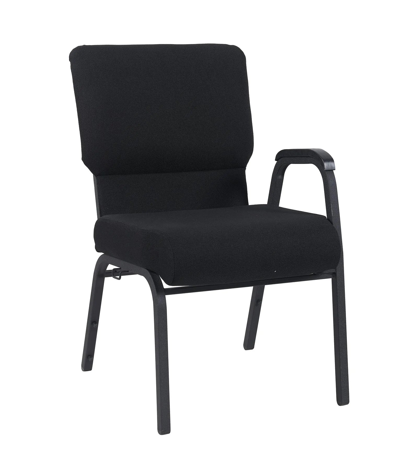 Black Fabric Church Chair with Left Arm  Cut Away Back 20.5