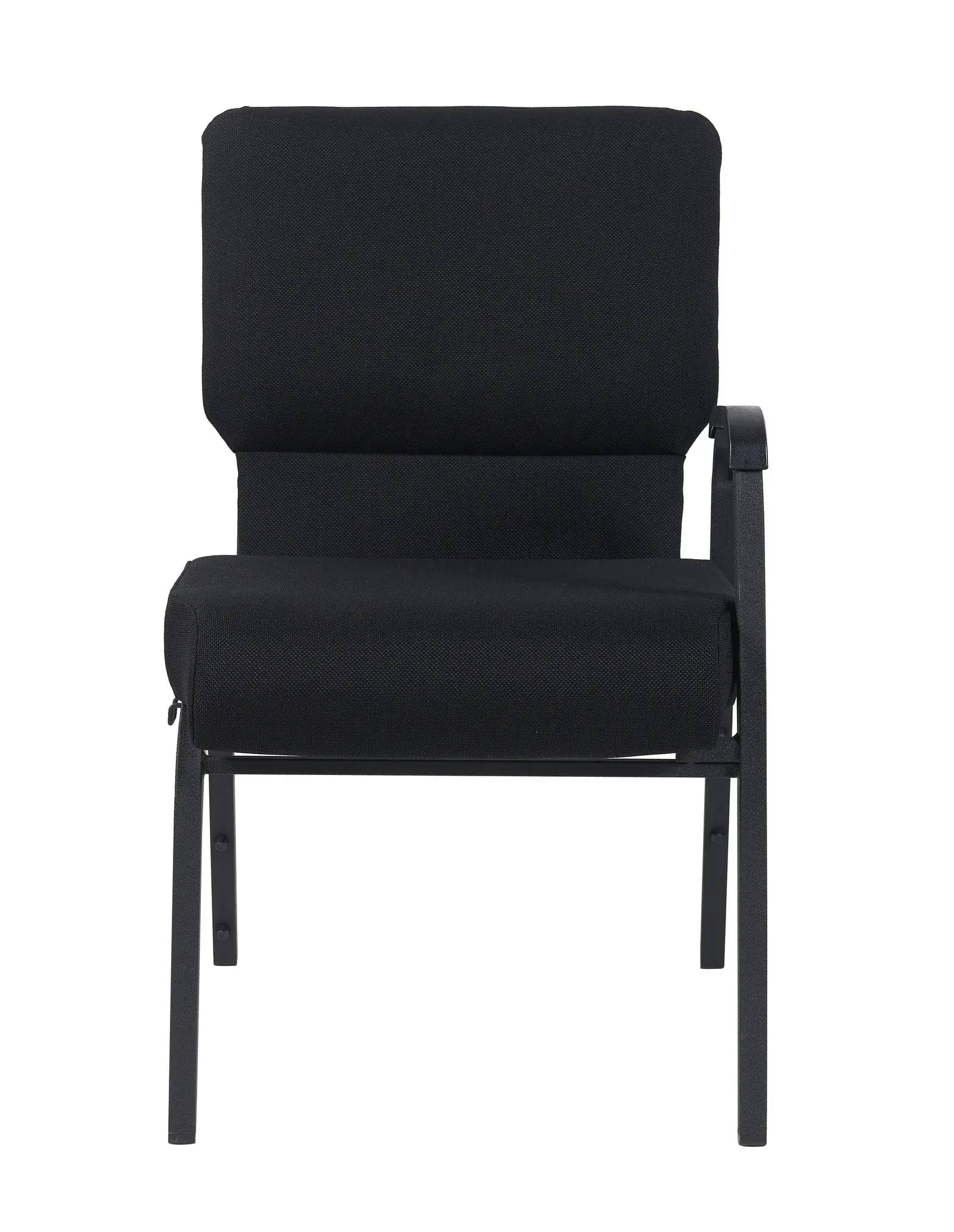 Black Fabric Church Chair with Left Arm  Cut Away Back 20.5"  on Black Frame