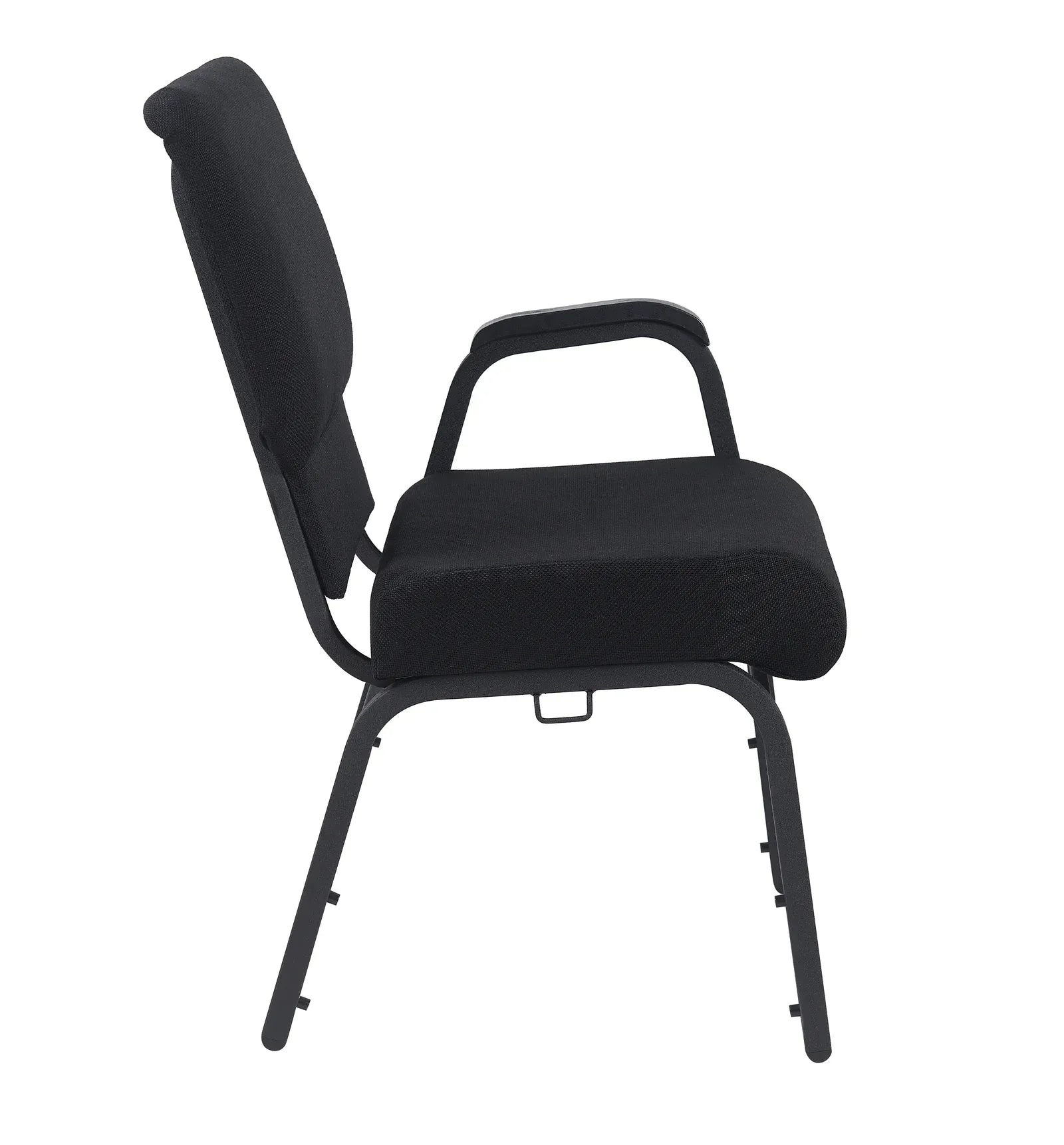 Black Fabric Church Chair with Left Arm  Cut Away Back 20.5