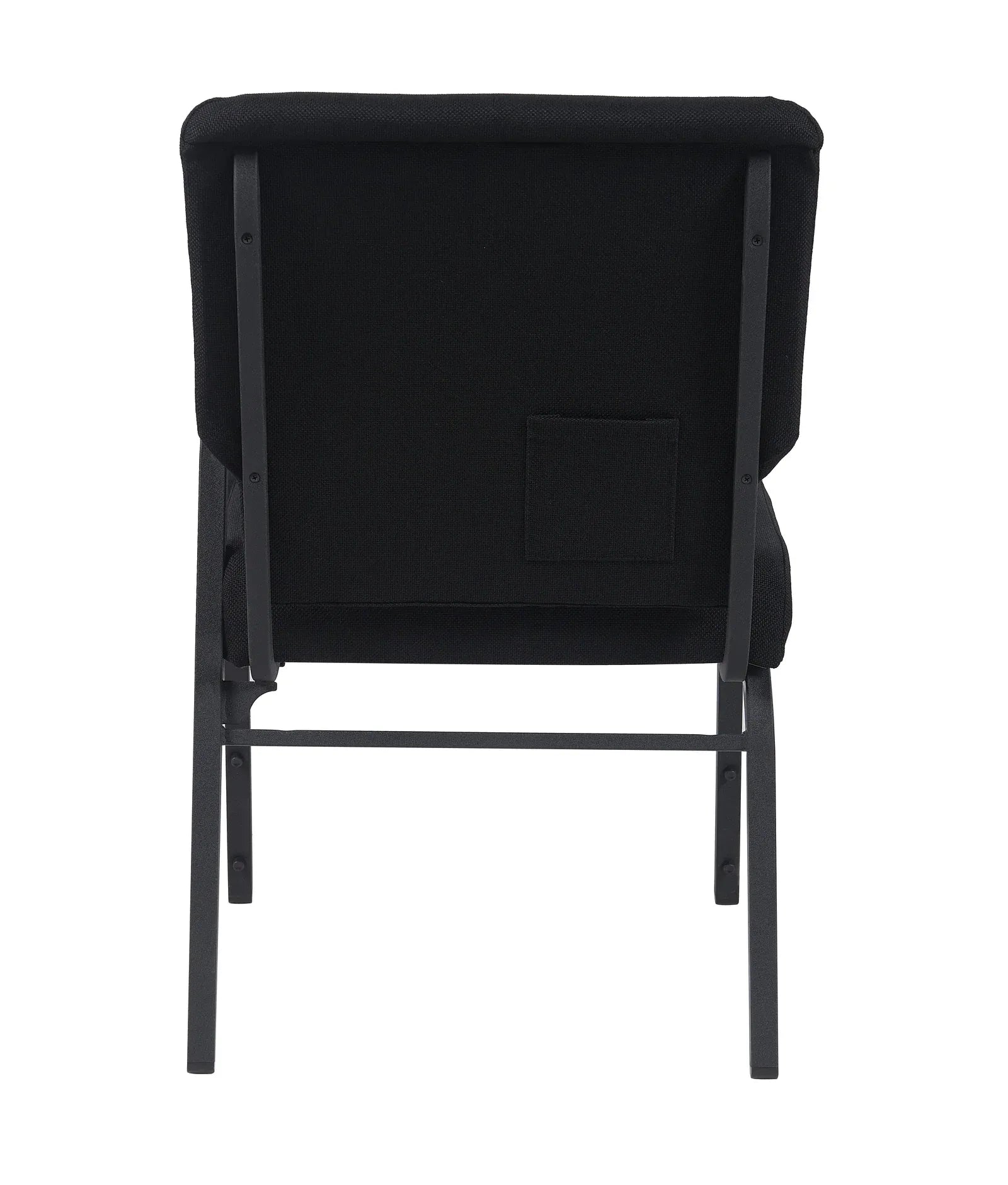 Black Fabric Church Chair with Left Arm  Cut Away Back 20.5"  on Black Frame