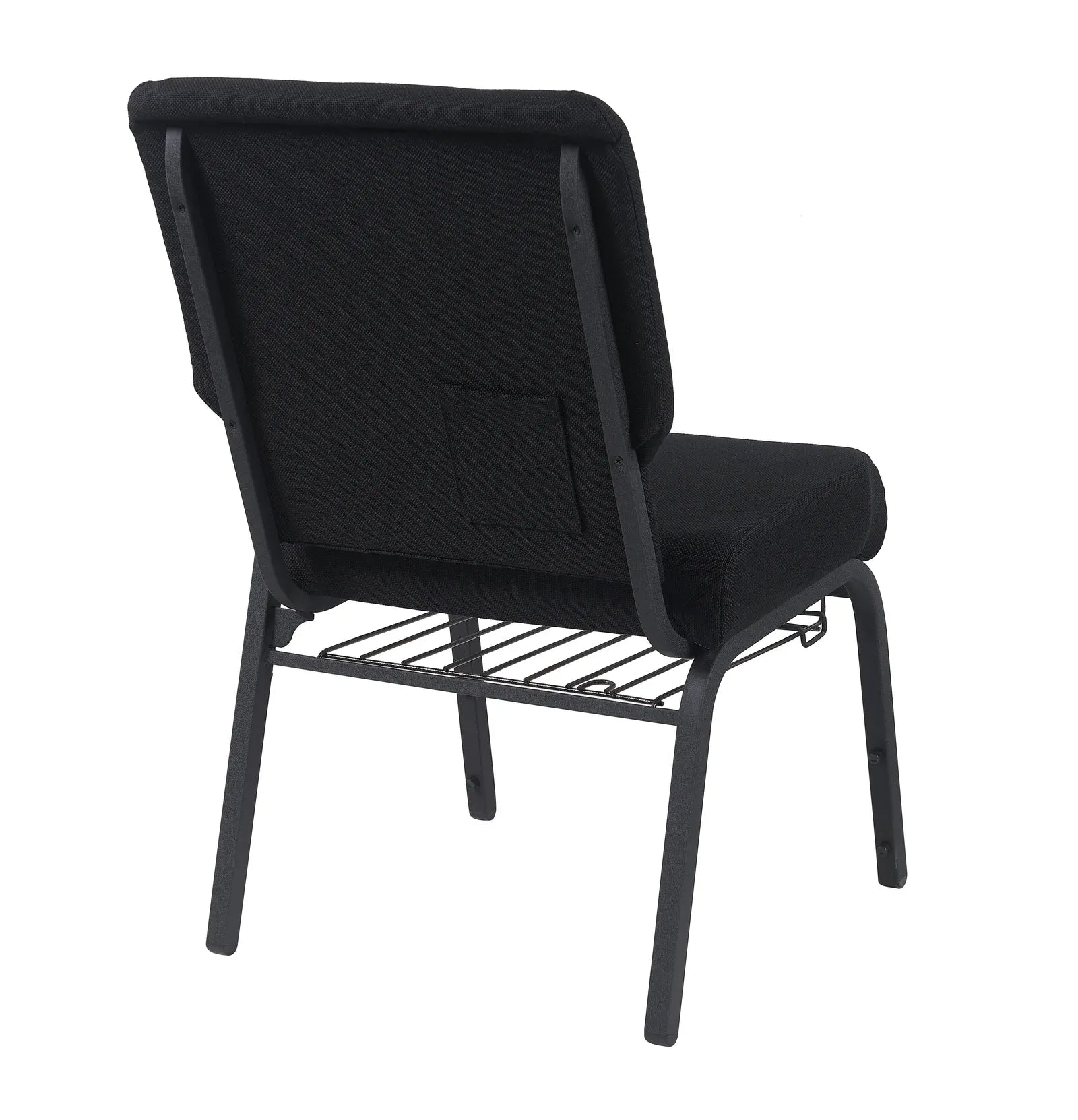 Black Fabric Church Chair with Left Arm  Cut Away Back 20.5