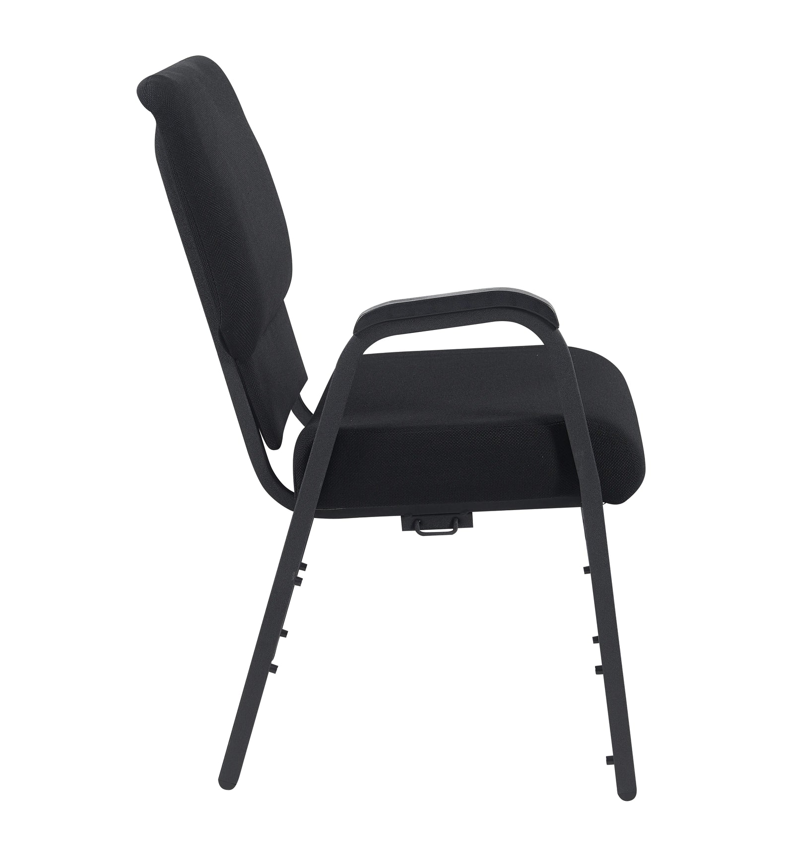 Black Fabric Church Chair with Right Arm Cut Away Back 20.5