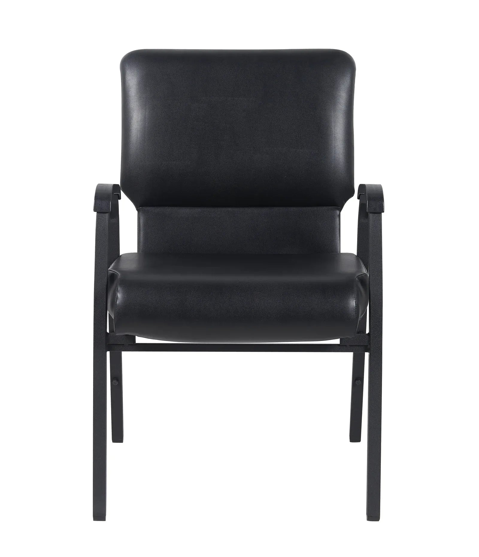 Black Vinyl Church Chair with Dual Arms Cut Away Back 20.5"  on Black Frame