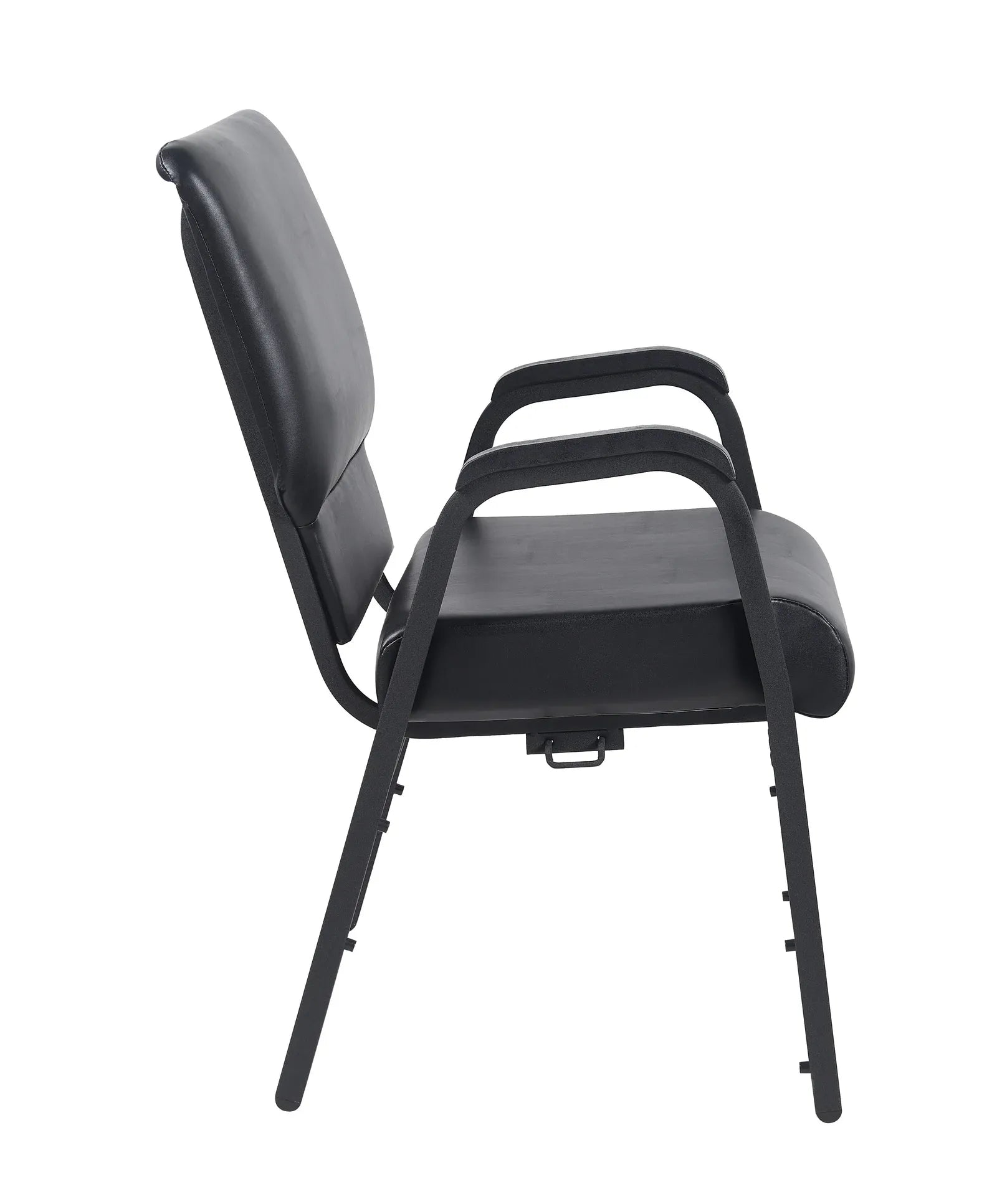 Black Vinyl Church Chair with Dual Arms Cut Away Back 20.5