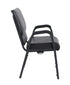 Black Vinyl Church Chair with Dual Arms Cut Away Back 20.5"  on Black Frame