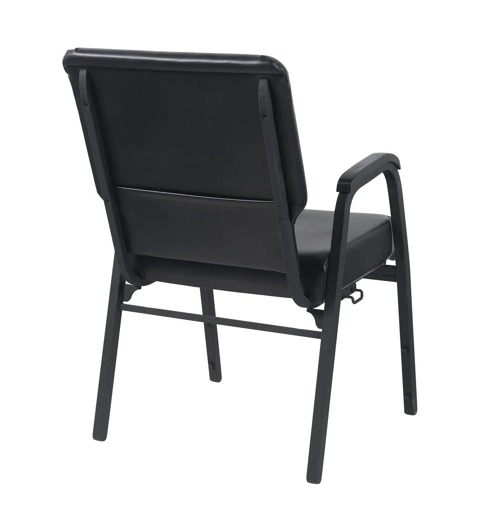 Black Vinyl Church Chair with Dual Arms Cut Away Back 20.5