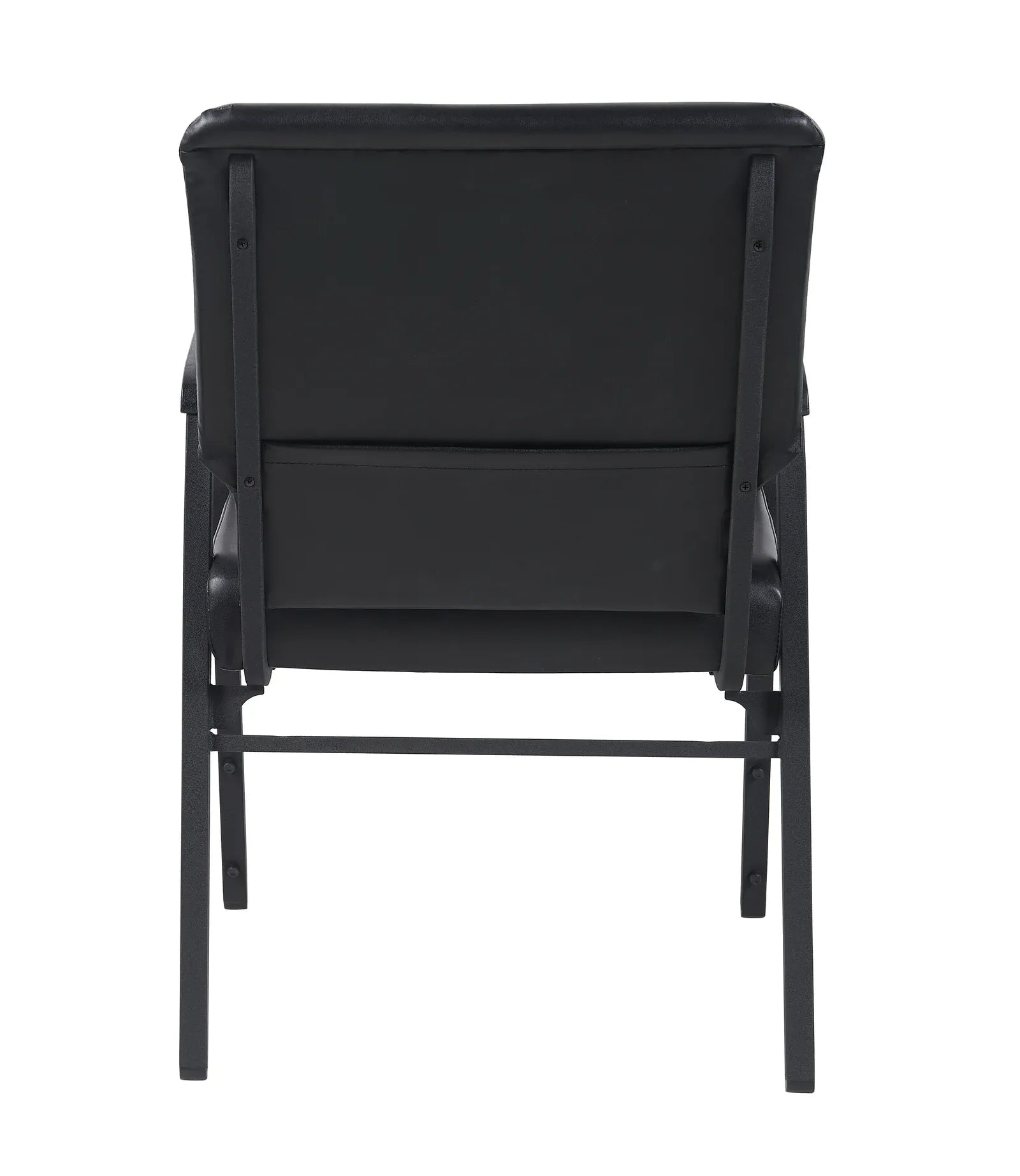 Black Vinyl Church Chair with Dual Arms Cut Away Back 20.5"  on Black Frame