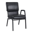 Black Vinyl  Church Chair with Left Arm Cut Away Back 20.5" on Black Frame