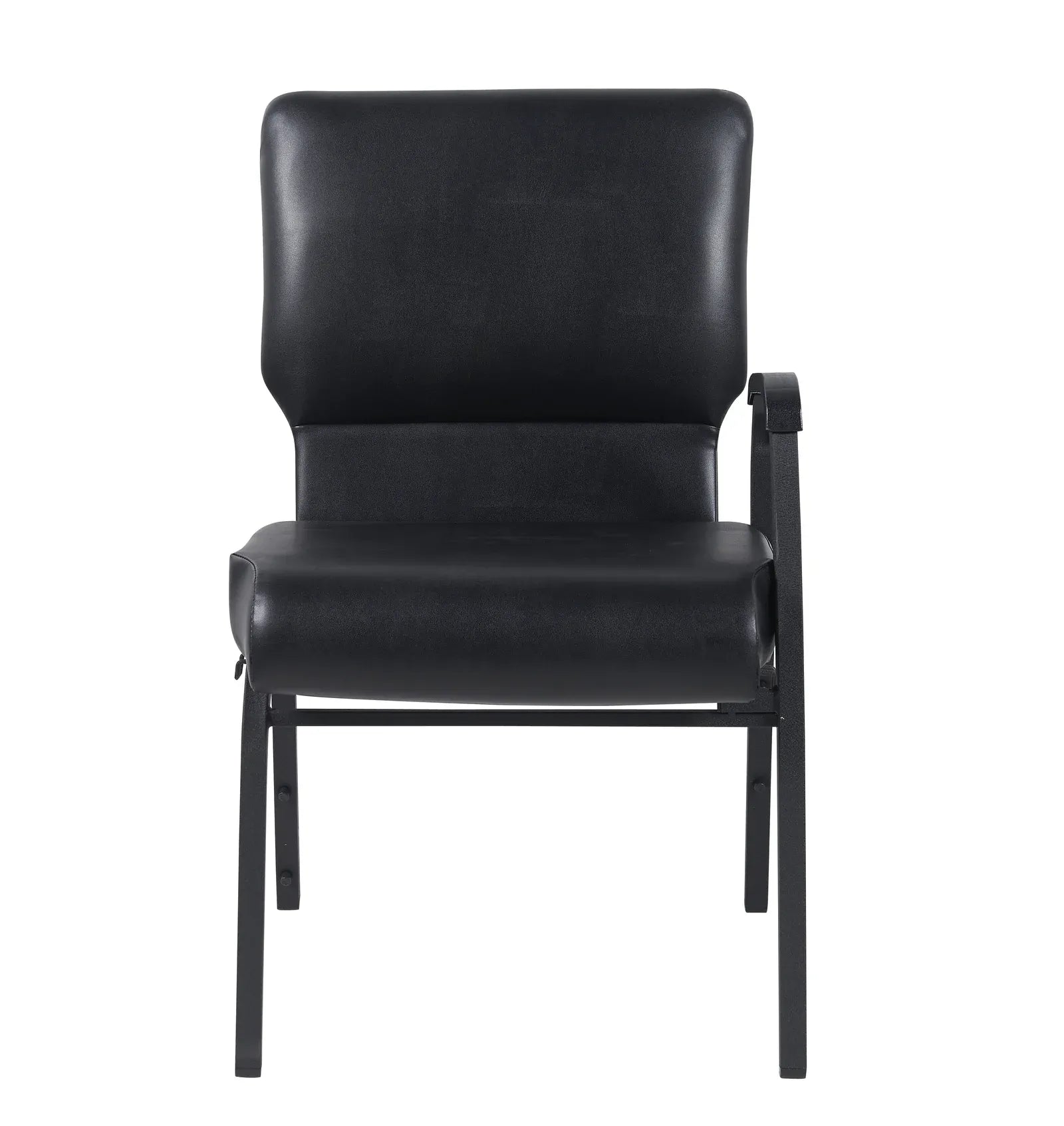 Black Vinyl  Church Chair with Left Arm Cut Away Back 20.5