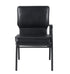 Black Vinyl  Church Chair with Left Arm Cut Away Back 20.5" on Black Frame