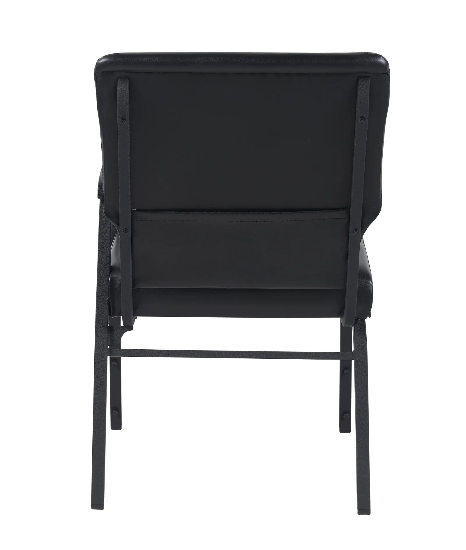 Black Vinyl  Church Chair with Left Arm Cut Away Back 20.5" on Black Frame