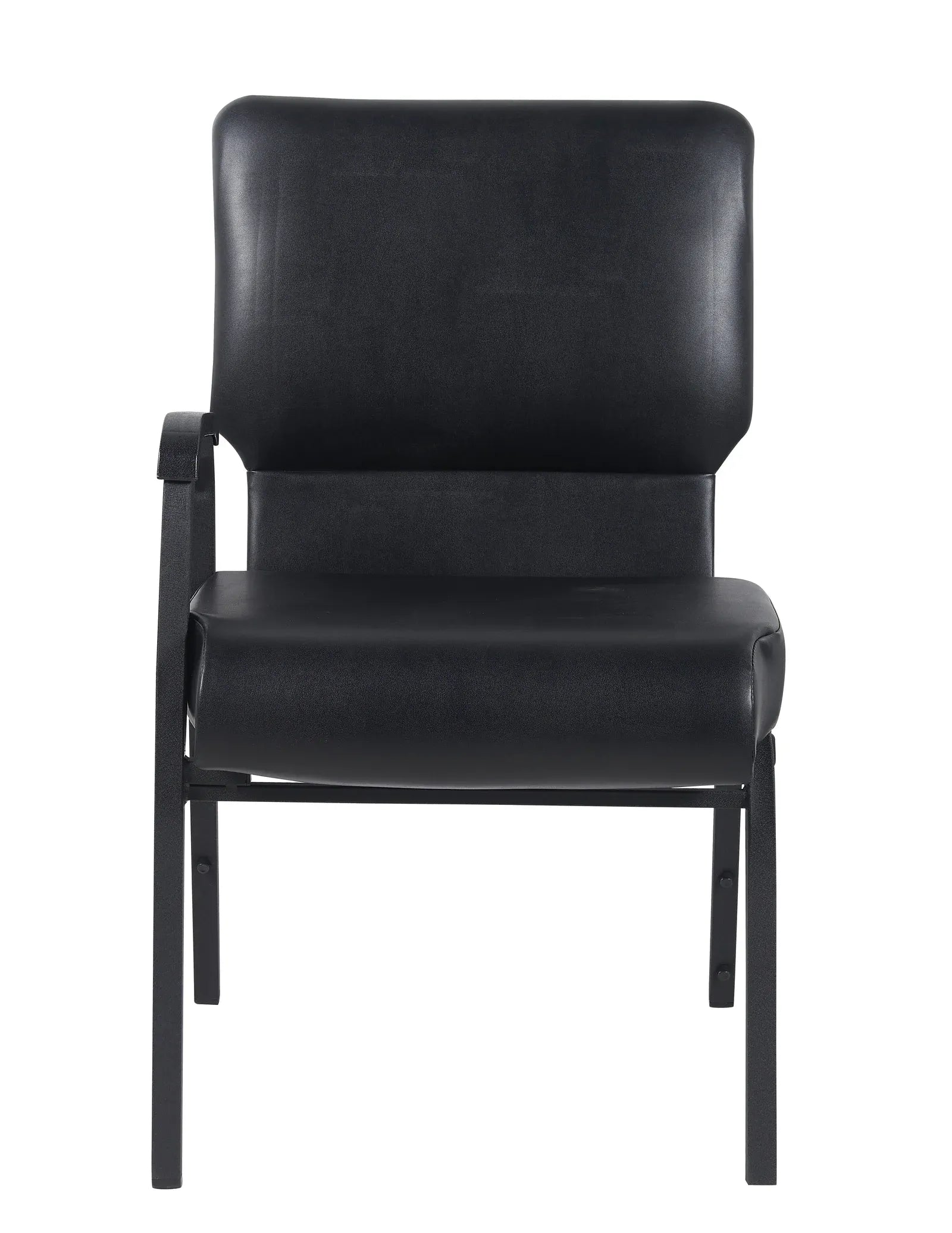 Black Vinyl Church Chair with Right Arm Cut Away Back 20.5