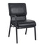 Black Vinyl Church Chair with Right Arm Cut Away Back 20.5" on Black Frame