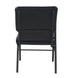 Black Vinyl Church Chair with Right Arm Cut Away Back 20.5" on Black Frame