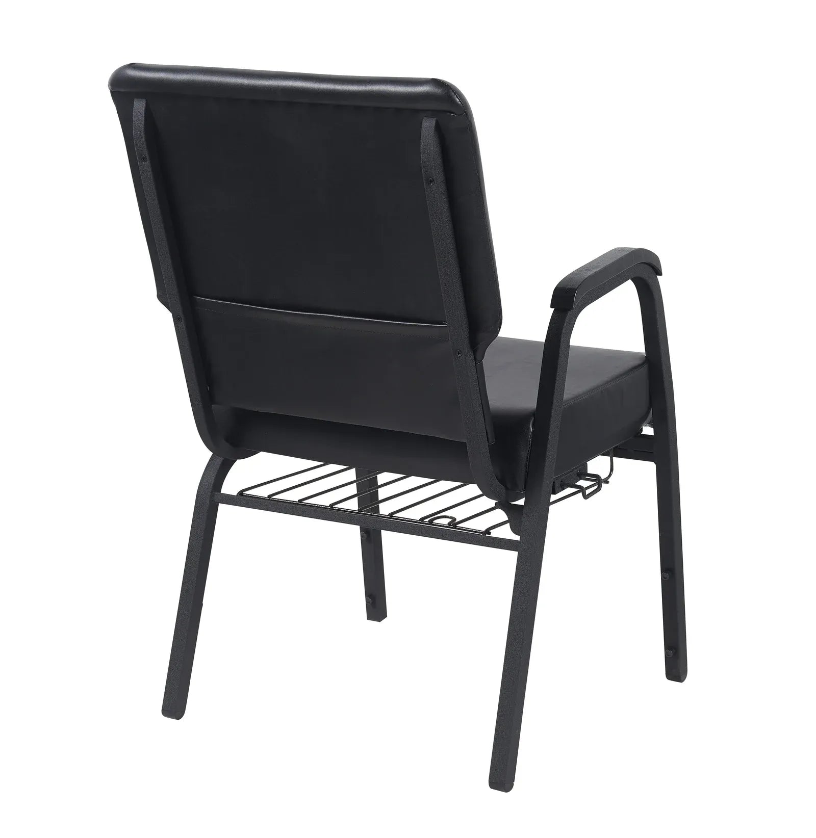 Black Vinyl Church Chair with Right Arm Cut Away Back 20.5