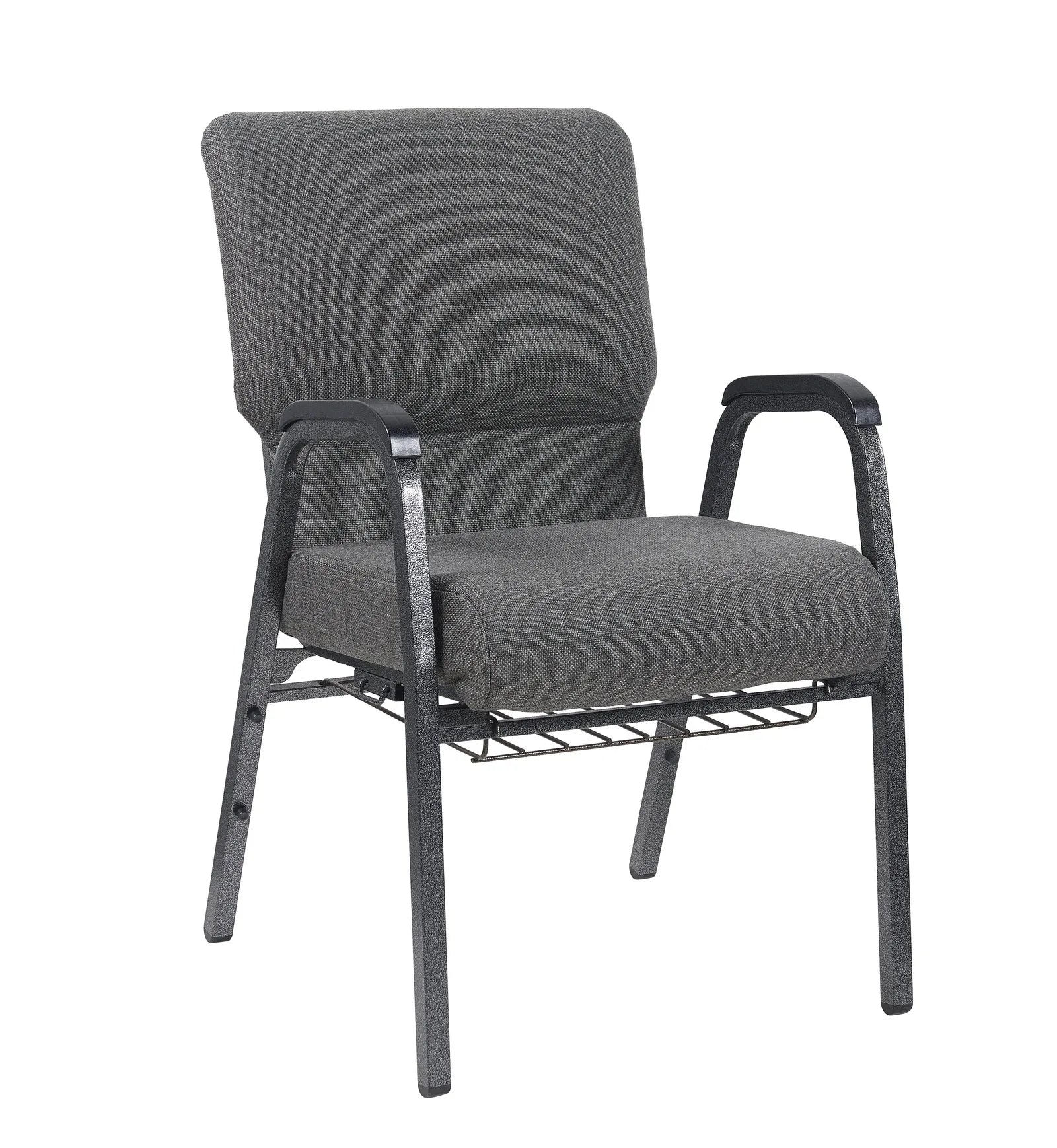 Gray Fabric Church Chair w/ Dual Arms  Cut Away Back 20.5