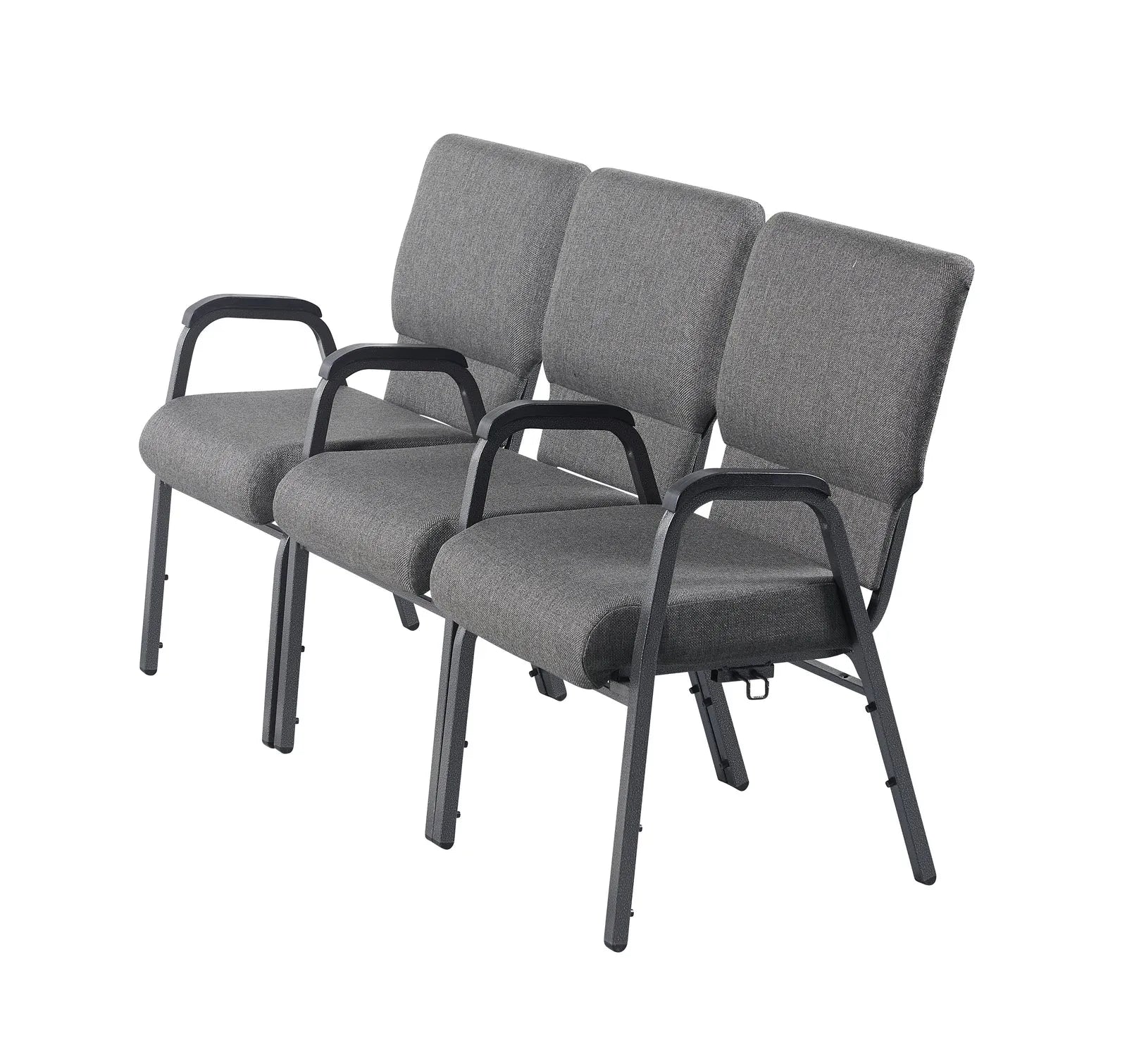 Gray Fabric Church Chair w/ Dual Arms  Cut Away Back 20.5