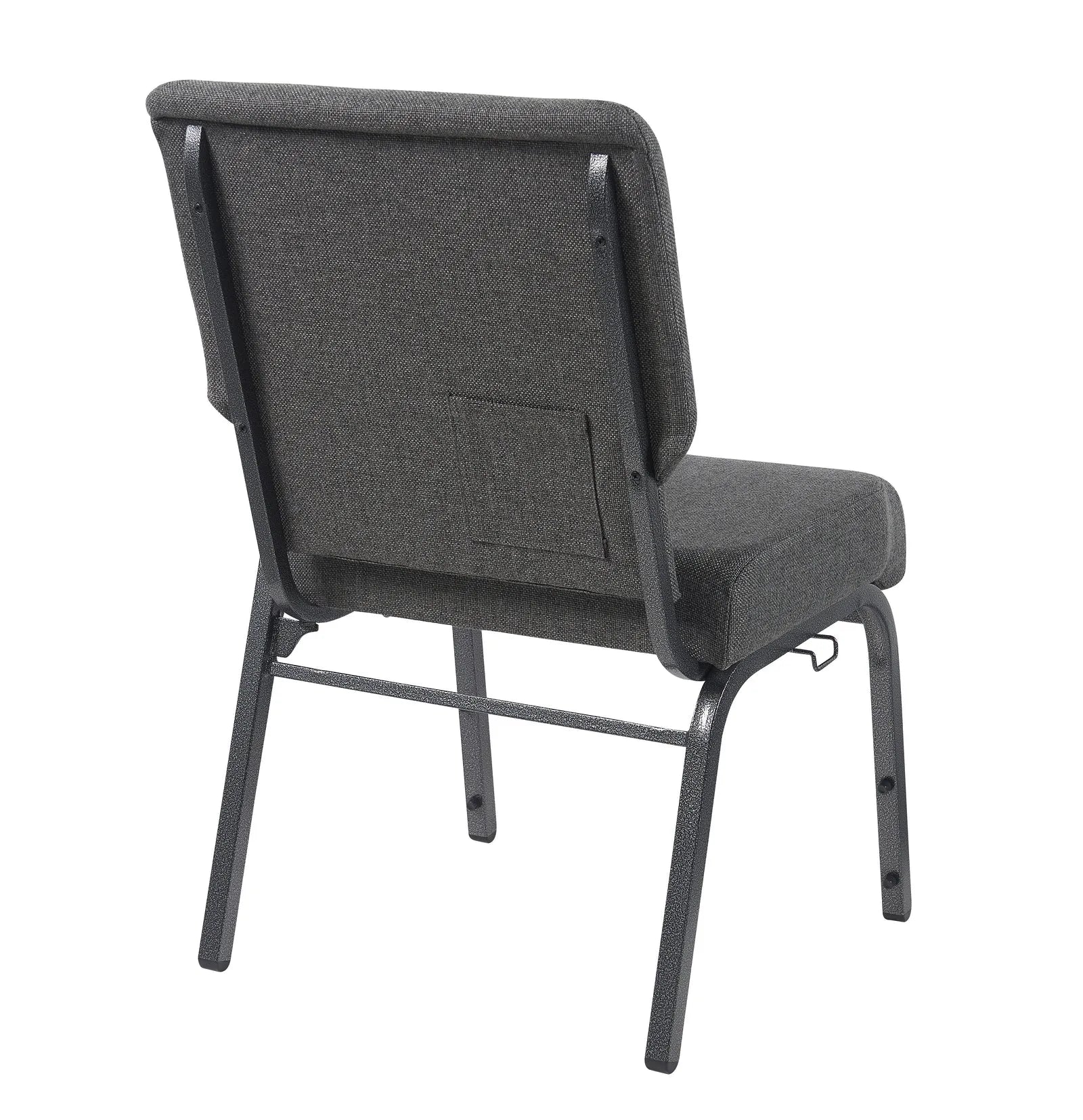 Gray Fabric Church Chair with Left Arm  Cut Away Back 20.5" on Silver Vein Frame