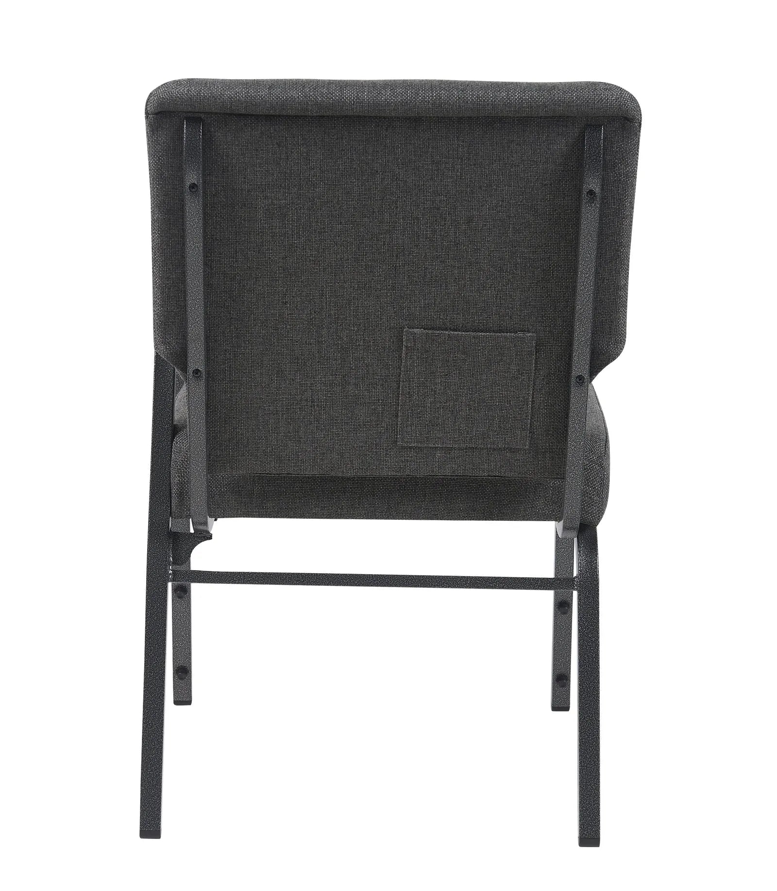 Gray Fabric Church Chair with Left Arm  Cut Away Back 20.5" on Silver Vein Frame