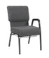 Gray Fabric Church Chair with Left Arm  Cut Away Back 20.5" on Silver Vein Frame