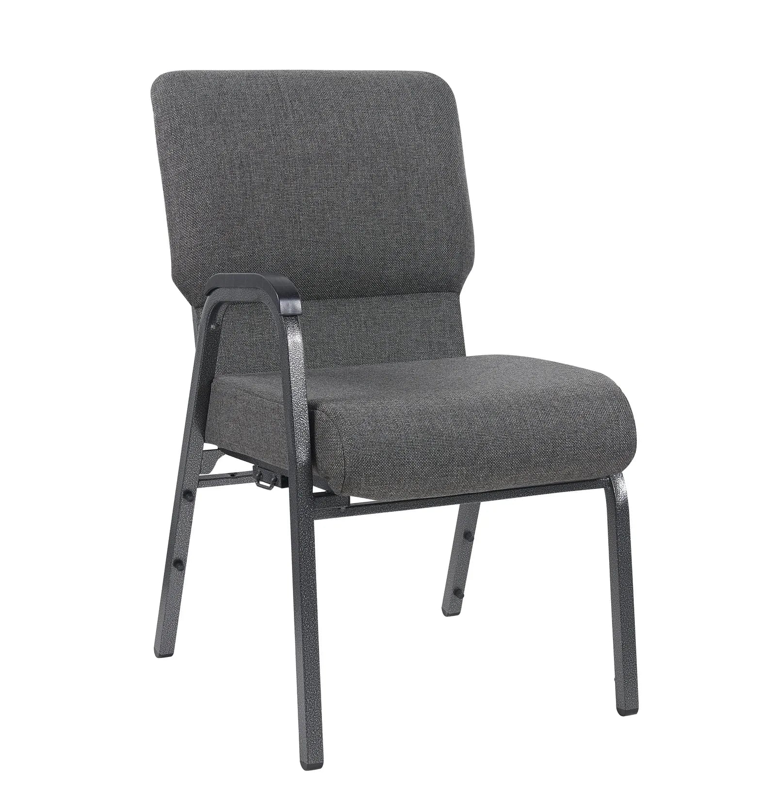 Gray Fabric Church Chair with Right Arm Cut Away Back 20.5