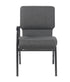 Gray Fabric Church Chair with Right Arm Cut Away Back 20.5" on Silver Vein Frame