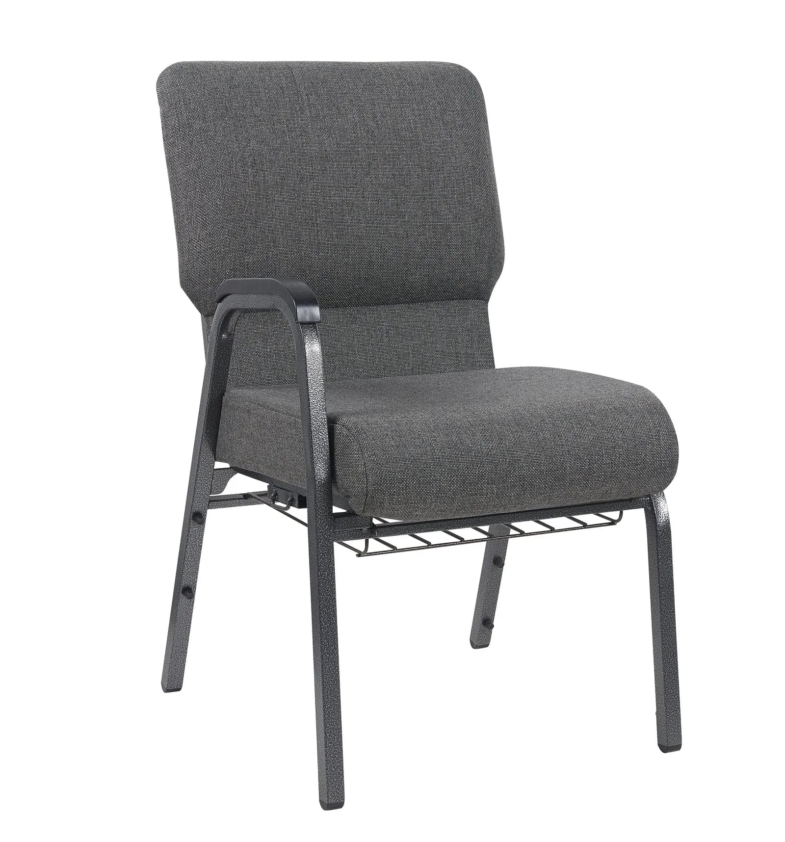 Gray Fabric Church Chair with Right Arm Cut Away Back 20.5