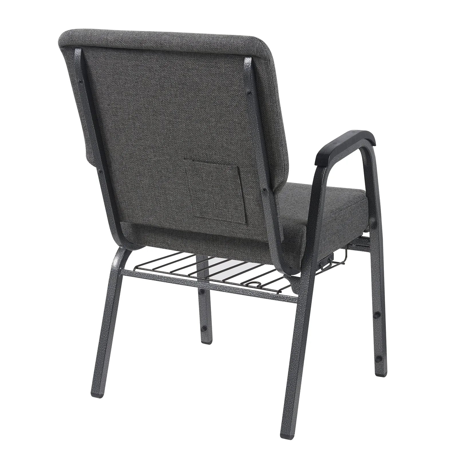 Gray Fabric Church Chair with Right Arm Cut Away Back 20.5