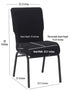 Black Fabric Church Chair with Full Back 20.5" Wide Black Steel Frame