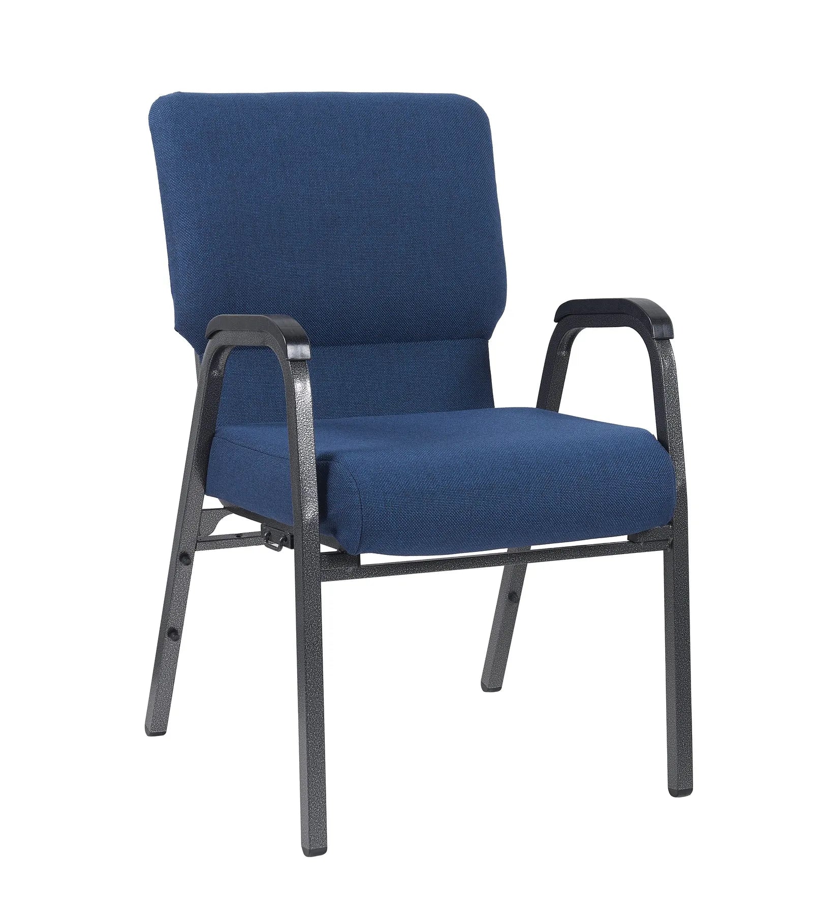 Indigo Fabric Church Chair w/ Dual Arms with Cut Away Back 20.5"  on Silver Vein Frame