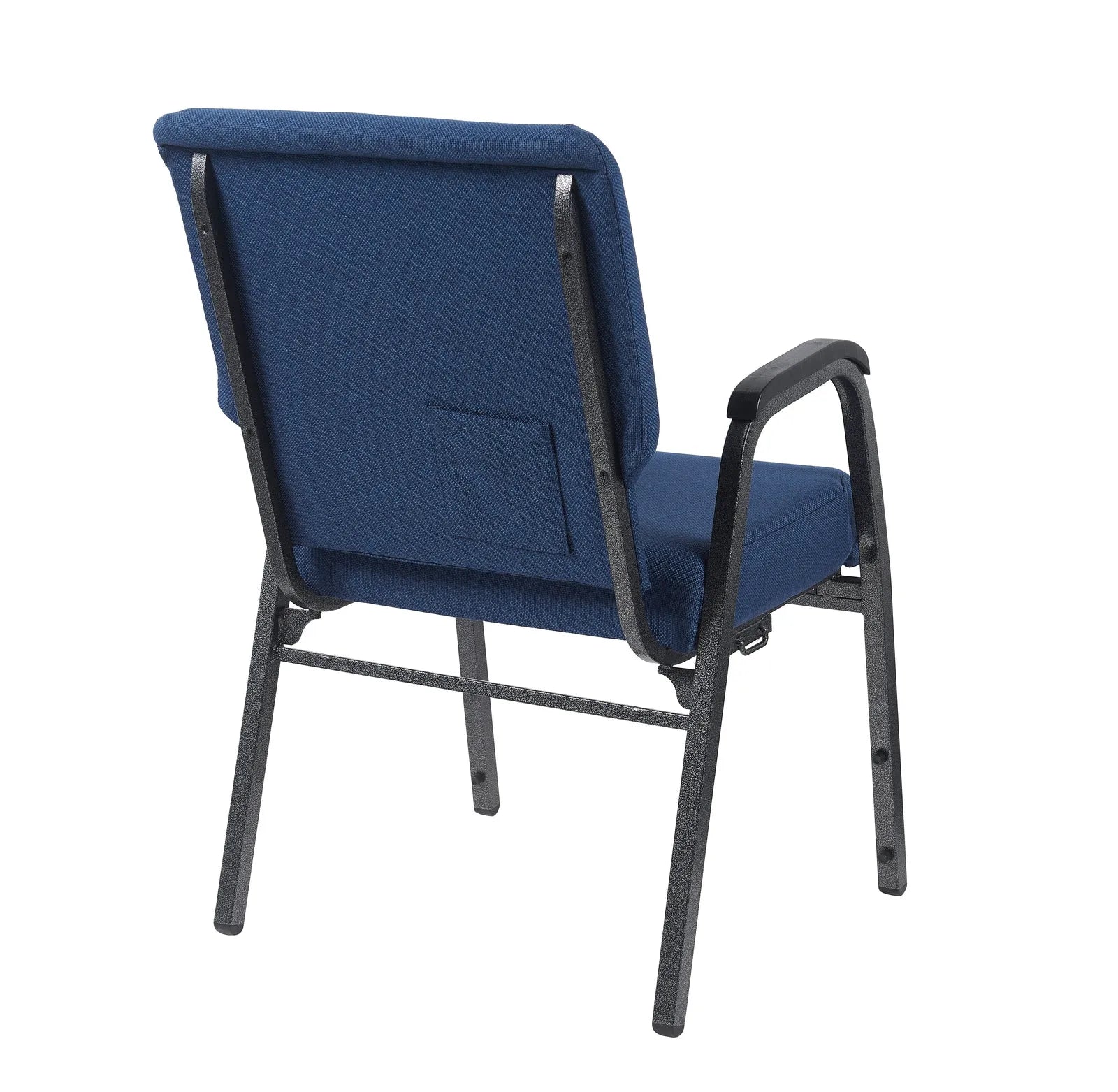 Indigo Fabric Church Chair w/ Dual Arms with Cut Away Back 20.5"  on Silver Vein Frame