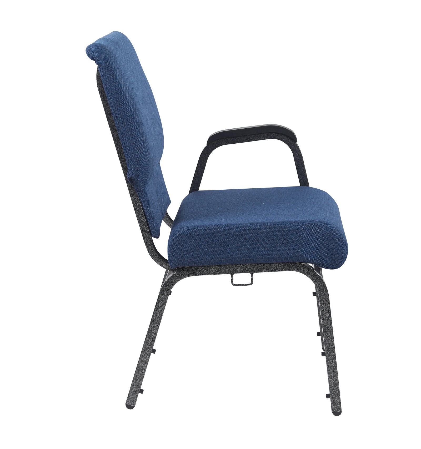 Indigo Fabric Church Chair with Left Arm Cut Away Back 20.5