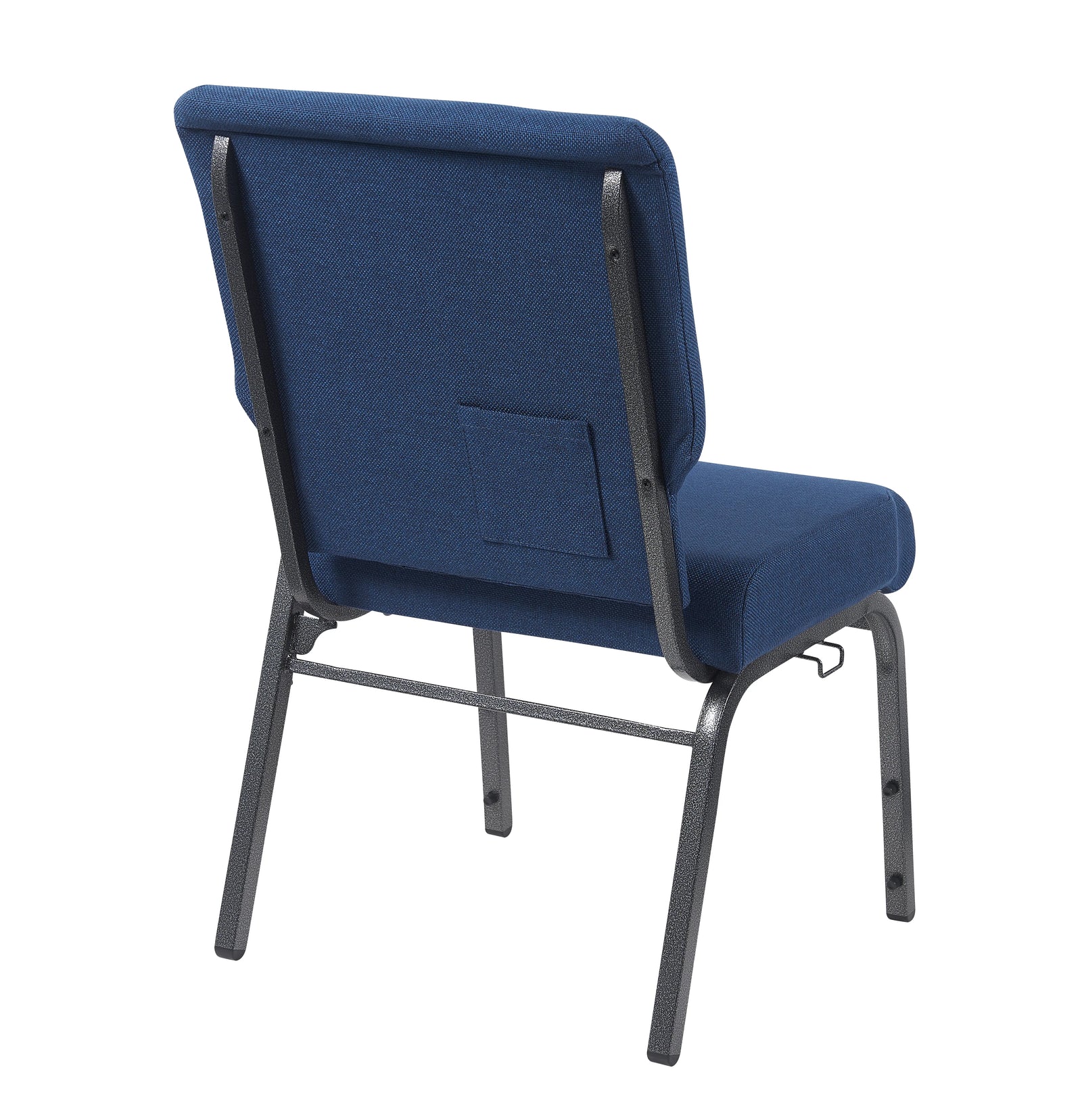 Indigo Fabric Church Chair with Left Arm Cut Away Back 20.5