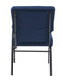 Indigo Fabric Church Chair with Left Arm Cut Away Back 20.5" on Silver Vein Frame