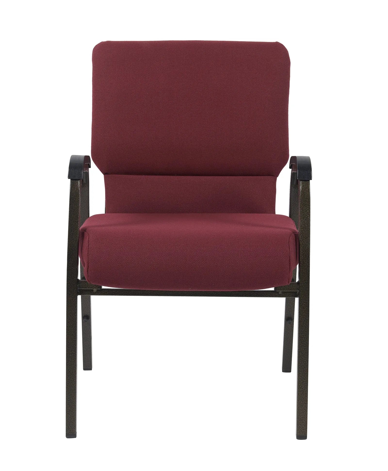 Maroon Fabric Church Chair with Dual Arms Cut Away Back 20.5" on Gold Vein Frame