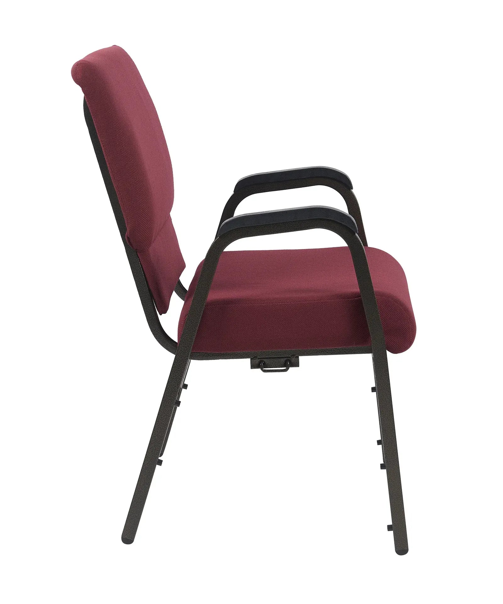 Maroon Fabric Church Chair with Dual Arms Cut Away Back 20.5" on Gold Vein Frame