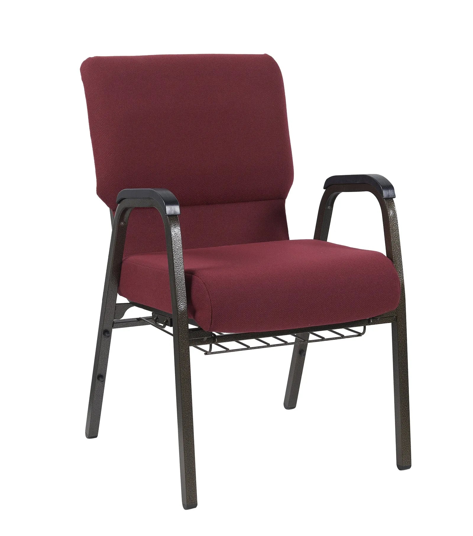 Maroon Fabric Church Chair with Dual Arms Cut Away Back 20.5