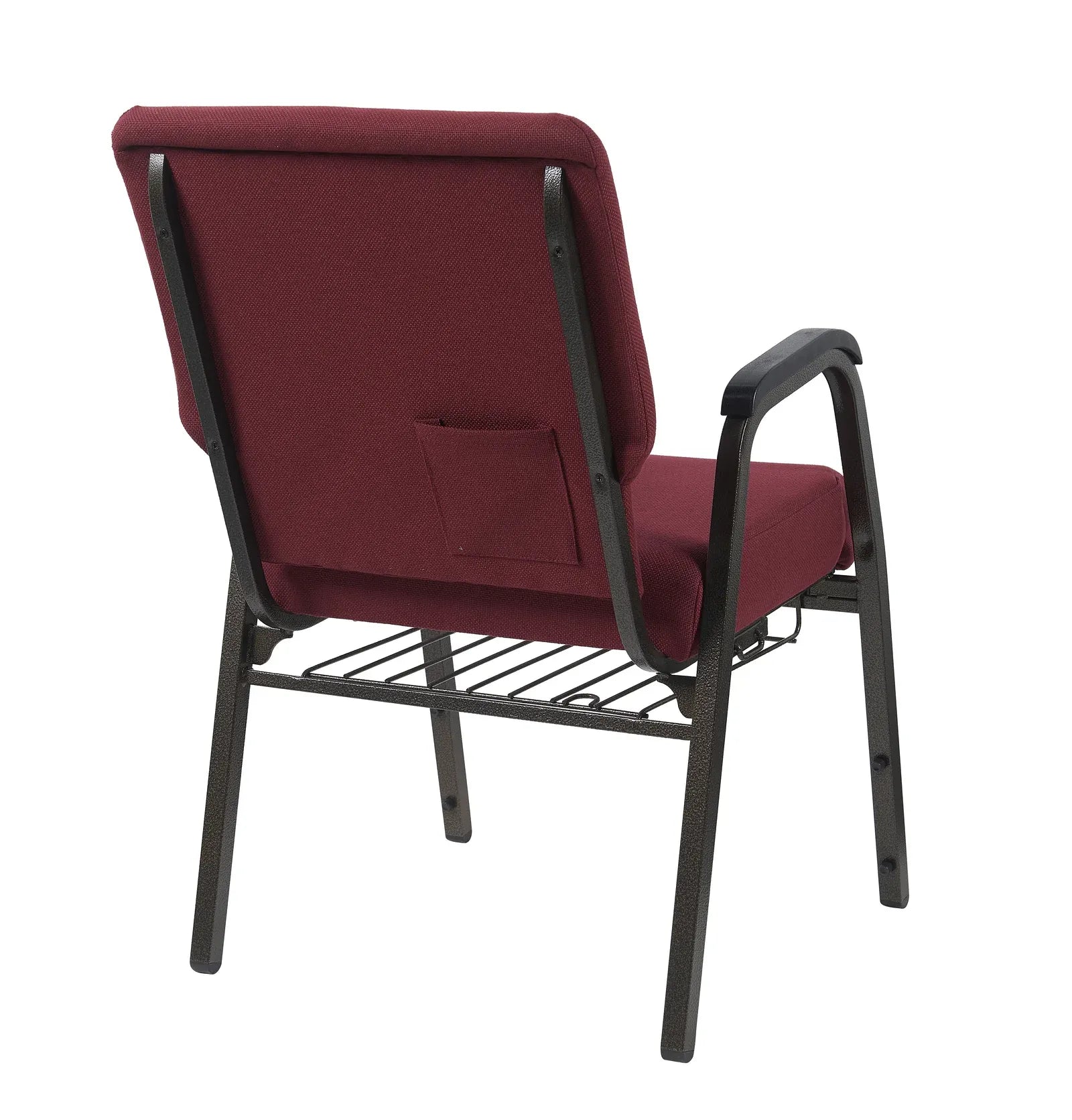 Maroon Fabric Church Chair with Dual Arms Cut Away Back 20.5