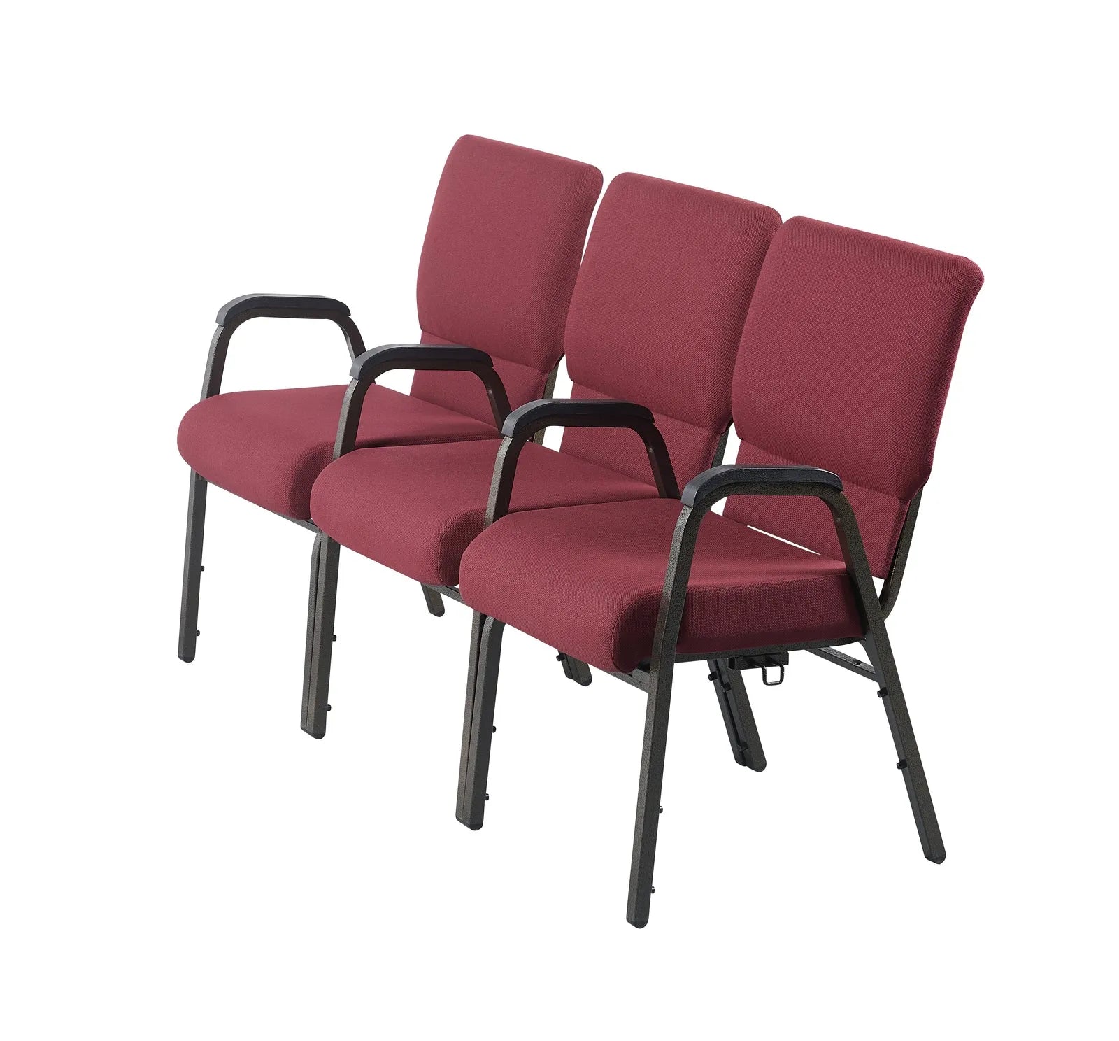 Maroon Fabric Church Chair with Dual Arms Cut Away Back 20.5