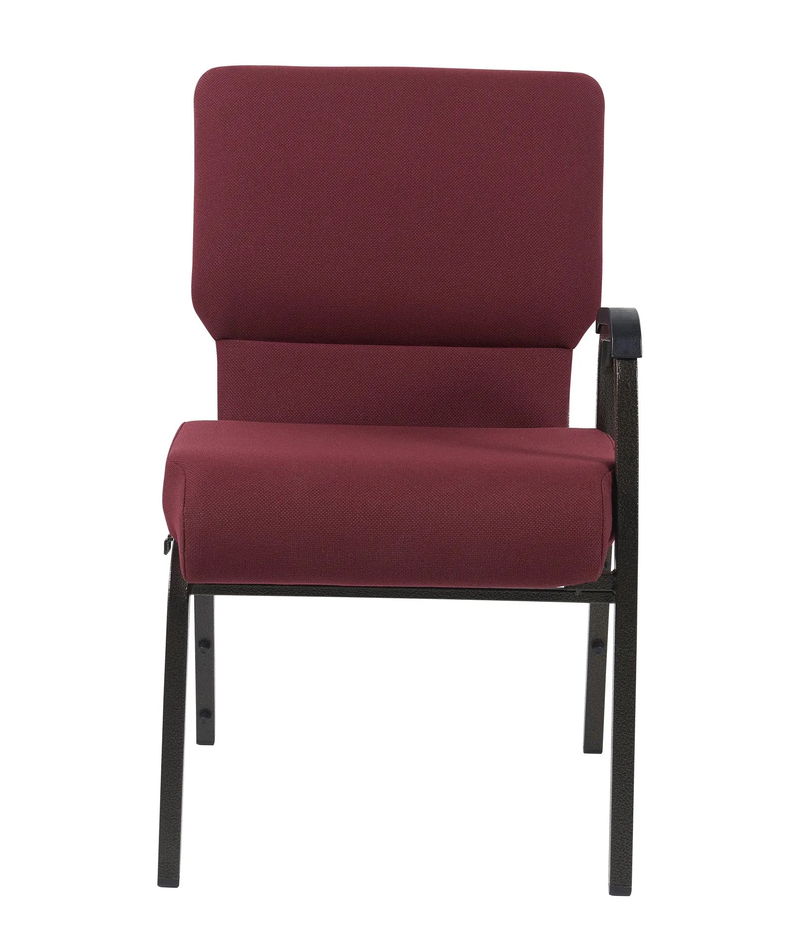 Maroon Fabric Church Chair with Left Arm Cut Away Back 20.5" Wide Gold Vein Frame