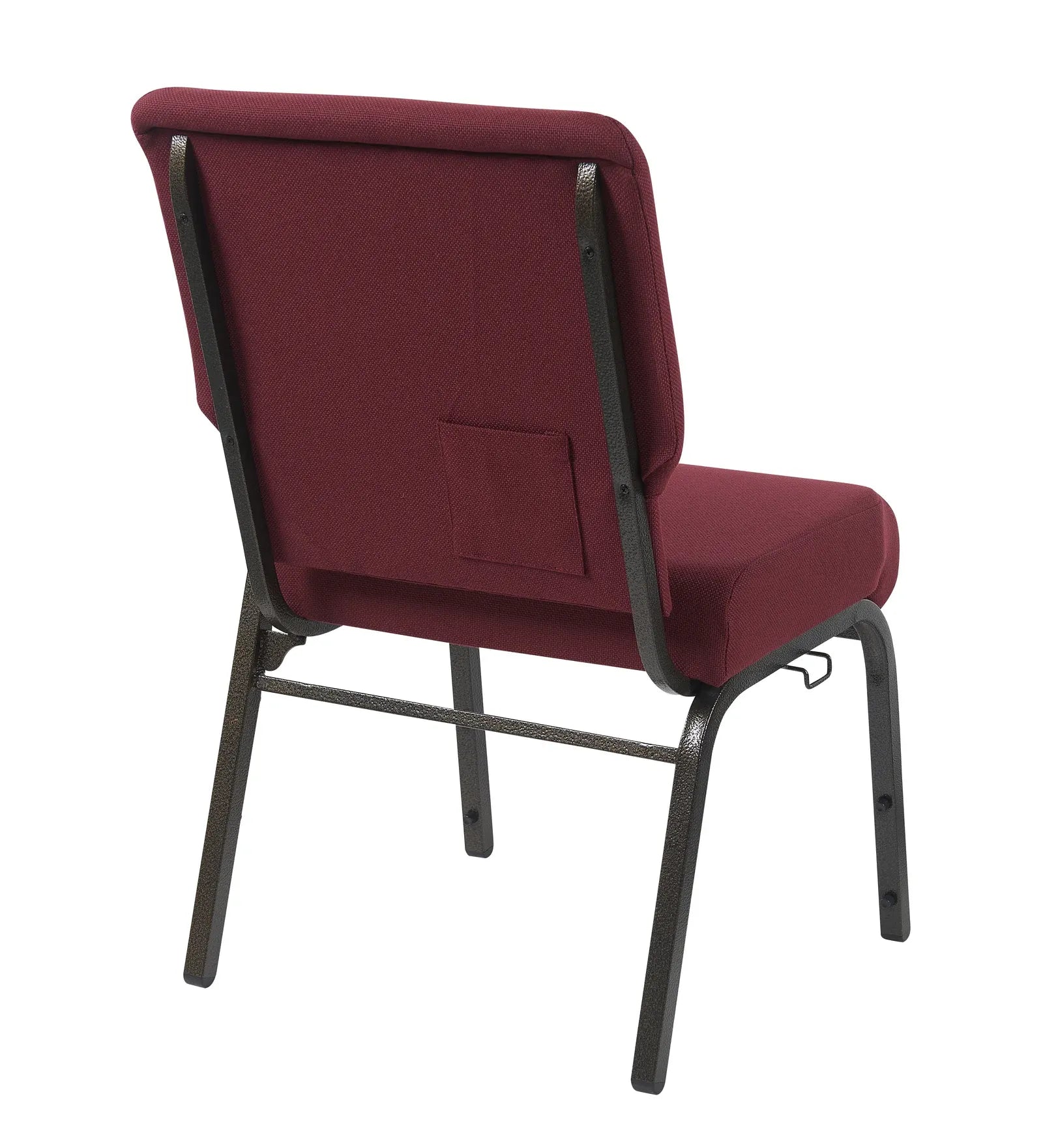 Maroon Fabric Church Chair with Left Arm Cut Away Back 20.5" Wide Gold Vein Frame