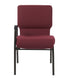 Maroon Fabric Church Chair with Right Arm Cut Away Back 20.5" on Gold Vein Frame