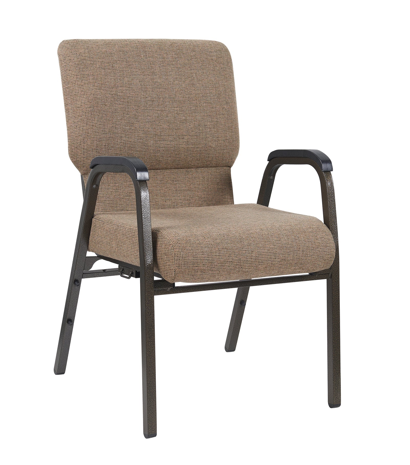 Tan Fabric Church Chair with Dual Arms Cut Away Back 20.5