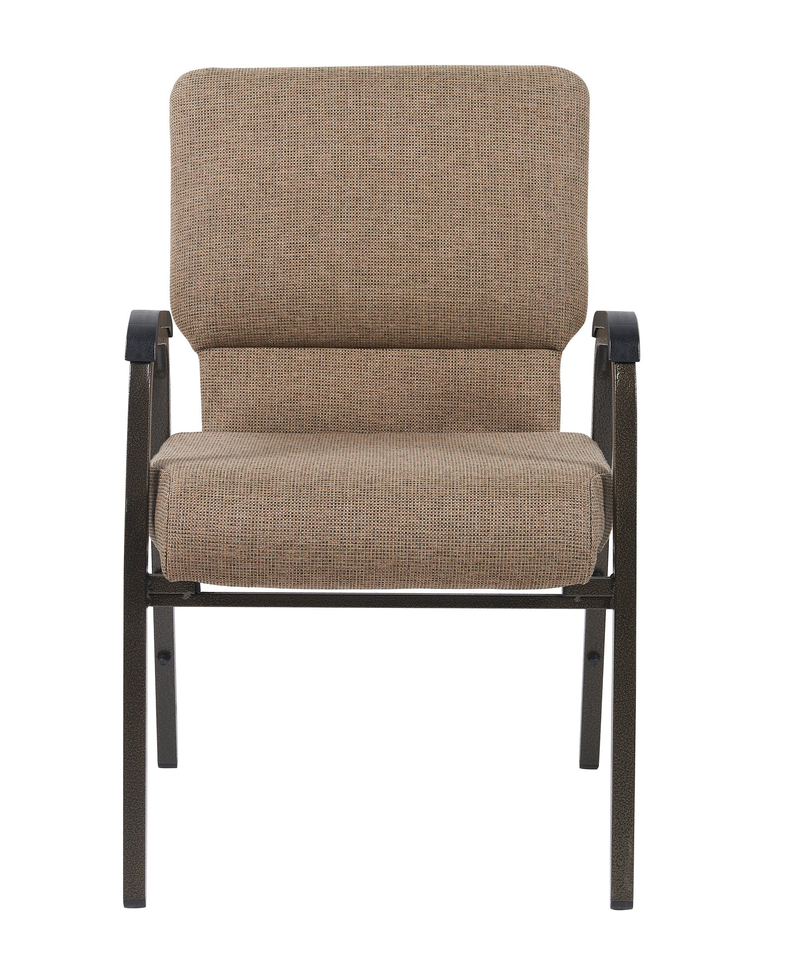 Tan Fabric Church Chair with Dual Arms Cut Away Back 20.5