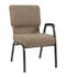 Chivari Tan Fabric Church Chair with Left Arm Cut Away Back 20.5" on Gold Vein Frame  CH20TGV-L-ZF-T