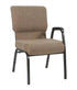 Chivari Tan Fabric Church Chair with Left Arm Cut Away Back 20.5" on Gold Vein Frame  CH20TGV-L-ZF-T