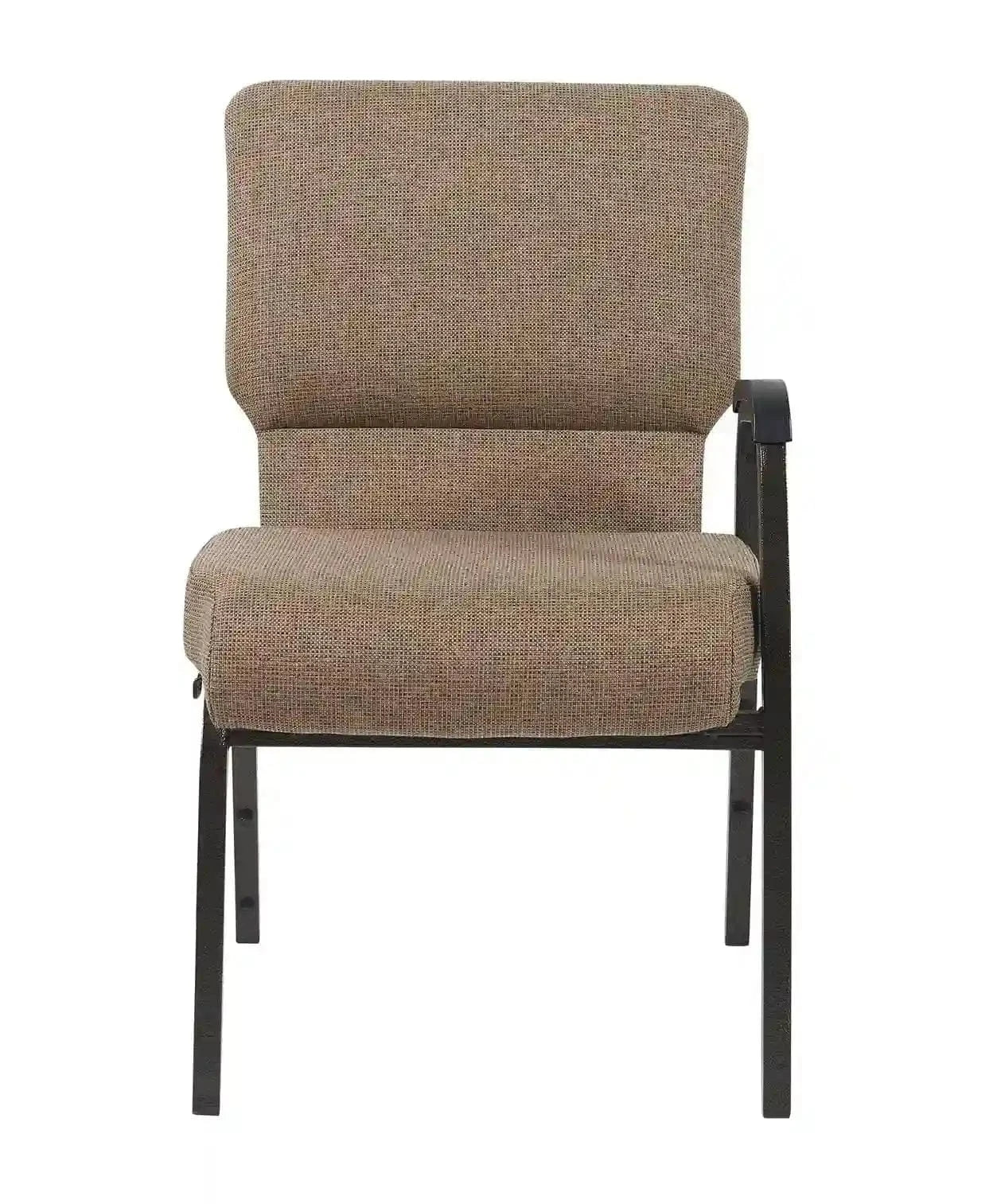 Chivari Tan Fabric Church Chair with Left Arm Cut Away Back 20.5