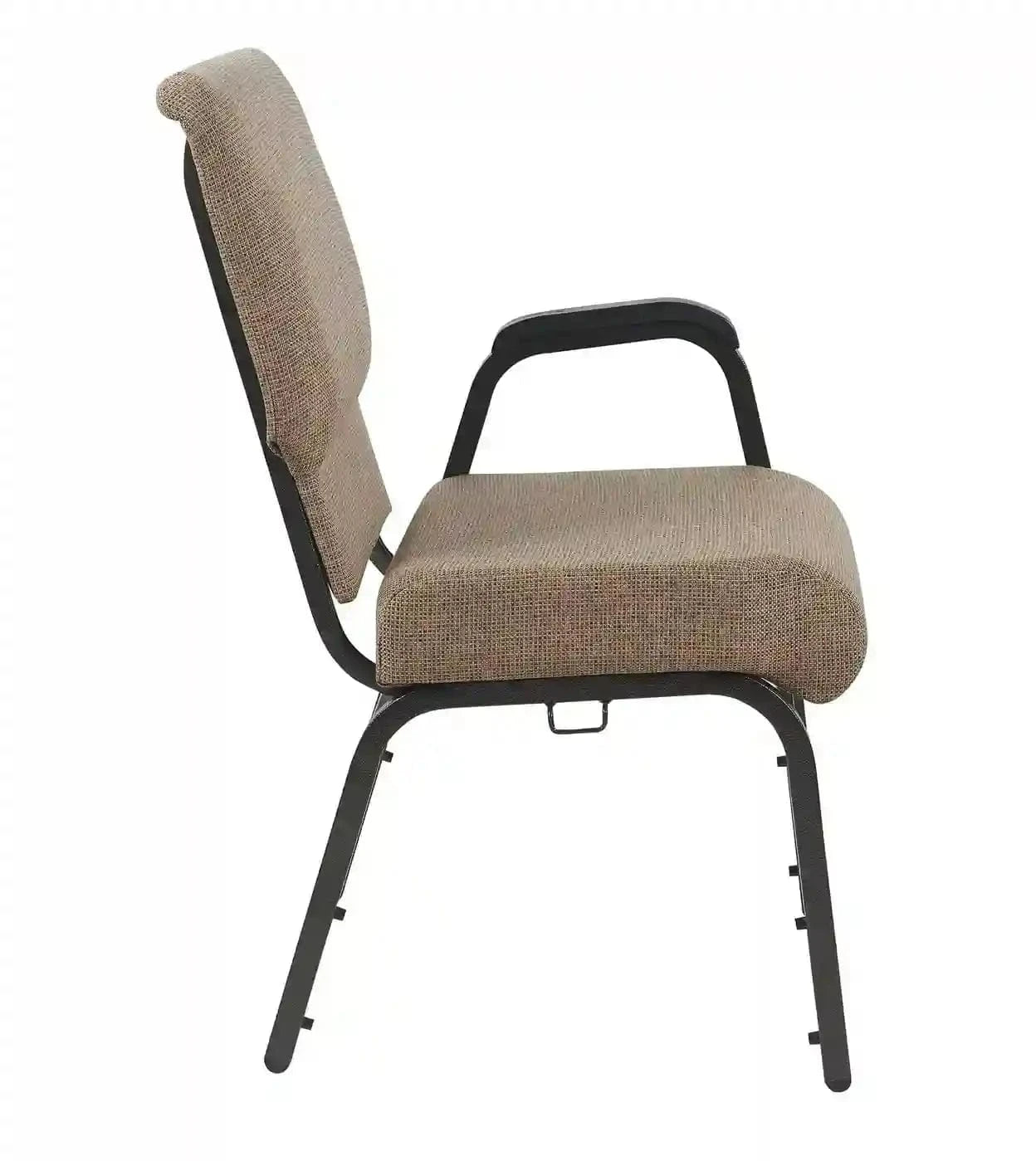 Chivari Tan Fabric Church Chair with Left Arm Cut Away Back 20.5